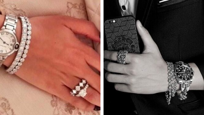 cách phối nhẫn và đồng hồ